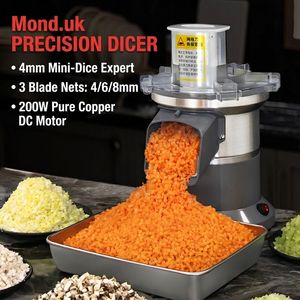Mond.uk Cortadora de Verduras Eléctrica Comercial 3 en 1, Procesador de Alimentos con Tolva Grande de 9 cm, Motor de CC de Cobre de 200W, Máquina de Cortar en Cubos - Product Image 2