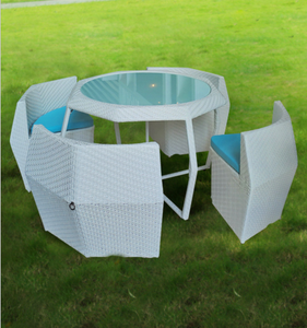 Ensemble Table et chaises en rotin pour le <span class=keywords><strong>jardin</strong></span>, 4 places, mobilier d'extérieur, Patio en osier, offre spéciale - Product Image 3