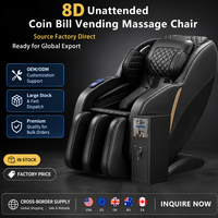 Fauteuil de massage corporel complet commercial Zhipin à monnayeur, inclinable Shiatsu avec fonction zéro gravité et musique, écologique