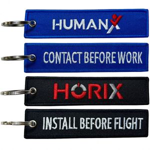 Wholesale Customized Remove Luggage Tag Before Embroidery Keyring Flight for Logo Woven Keychains - Product Image 1