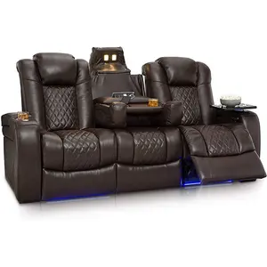 OEM/ODM American Style smart home Canape genuine Leather 3 Seat Home cinema Theater Furniture Cinema VIP Leather Movie Room Sofa