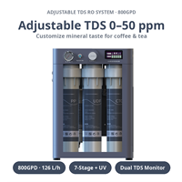 Purificateur d'eau commercial et domestique OEM ODM avec TDS réglable, purificateur par osmose inverse à 7 étapes pour les cafés et les magasins de boissons