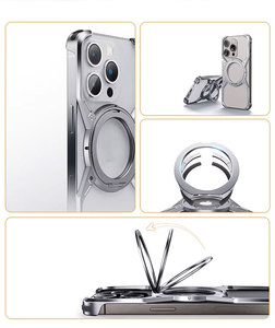 Lightweight Foldable <strong>360</strong> <strong>Degree</strong> <strong>Rotating</strong> Aluminum Phone <strong>Case</strong> for iPhone 16 15 Pro Max Kickstand <strong>Case</strong> With Aluminum Alloy Frame - Product Image 2