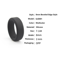 Bague en silicone écologique et douce pour la peau RMDS GJJ001 8MM à bords biseautés, unisexe, pour sports de plein air, personnalisable avec LOGO, idéale pour fêtes/cadeaux