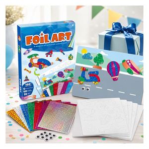 Kit d'art en feuille à thème véhicule, cartes brillantes voitures et avions, projet créatif pratique, activité en classe, jouet pour garçons d'école - Product Image 5