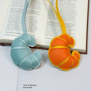 Handmade Croissant Leather Bag Charm - Colorful Bread Design, Portable Key Ring Sweet Gift <b>for</b> Food Lovers - Product Image 3