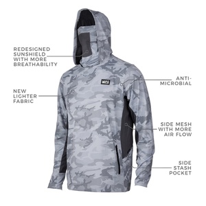 UV Upf 50 Fishing Sun Shirt Long Sleeves Waterproof Polyester Hoodie Camo Jersey Sublimation Fishing Clothing With Pocket - Product Image 2