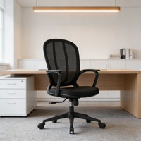 Mobilier de bureau commercial : Chaise de direction ergonomique à dossier mi-haut, chaise de bureau pivotante ergonomique sur roulettes.