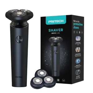 PRITECH Waterproof 3D Floating Beard Trimmer USB Type-C Rechargeable Wet-Dry Dual Use Professional Electric Shaver Razor