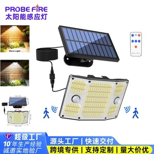 Probe Fire Solar <b>Wall</b> <b>Light</b> 120° Beam Angle IP65 Waterproof LED Garden Outdoor Lamp with <b>Remote</b> <b>Control</b> Warm White 2700K - Product Image 1