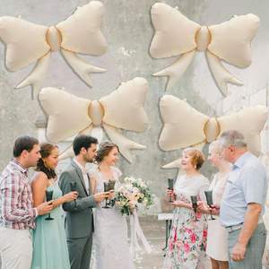 Globos de Lámina con Forma de Lazo Grande al por Mayor, Globos de Lazo Blancos Crema, Globos de Fiesta Coquetas - Product Image 4