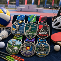 Medaglie Sportive Personalizzate in Lega di Zinco 3D per Pallavolo, Badminton, Tennis da Tavolo, Golf, Tiro con l'Arco, Ciclismo con Nastro Stampato