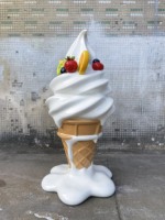 Sculpture géante de crème glacée en fibre de verre et résine pour centre commercial et boutique de desserts, décoration extérieure