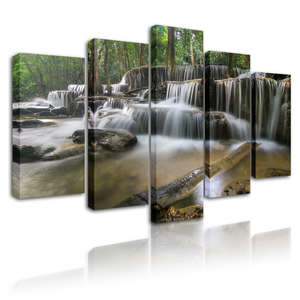 5 pièces <span class=keywords><strong>paysage</strong></span> toile mur Art forêt cascade photo personnalisée décorative cascade peinture pour salon décor à la maison - Product Image 3