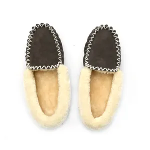 Fur Moccasins Slippers Designer Casual Genuine Leather Soft Fuzzy Baby Moccasins