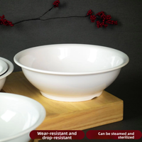 Soupière en mélamine blanche, grand bol à soupe, vaisselle de banquet, assiette à homard, plat profond, durable, moderne, minimaliste, floral