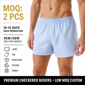 Shorts de <span class=keywords><strong>pyjama</strong></span> décontractés pour hommes, style Y2K, en coton imprimé à carreaux, taille élastique, pour le sommeil et la détente - Product Image 1