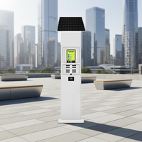 Estación de Alquiler de Baterías Portátiles de 8000mAh con Energía Solar, Kiosco de Carga Solar para Exteriores con Pantalla LCD y Salidas USB Tipo-C y Micro USB