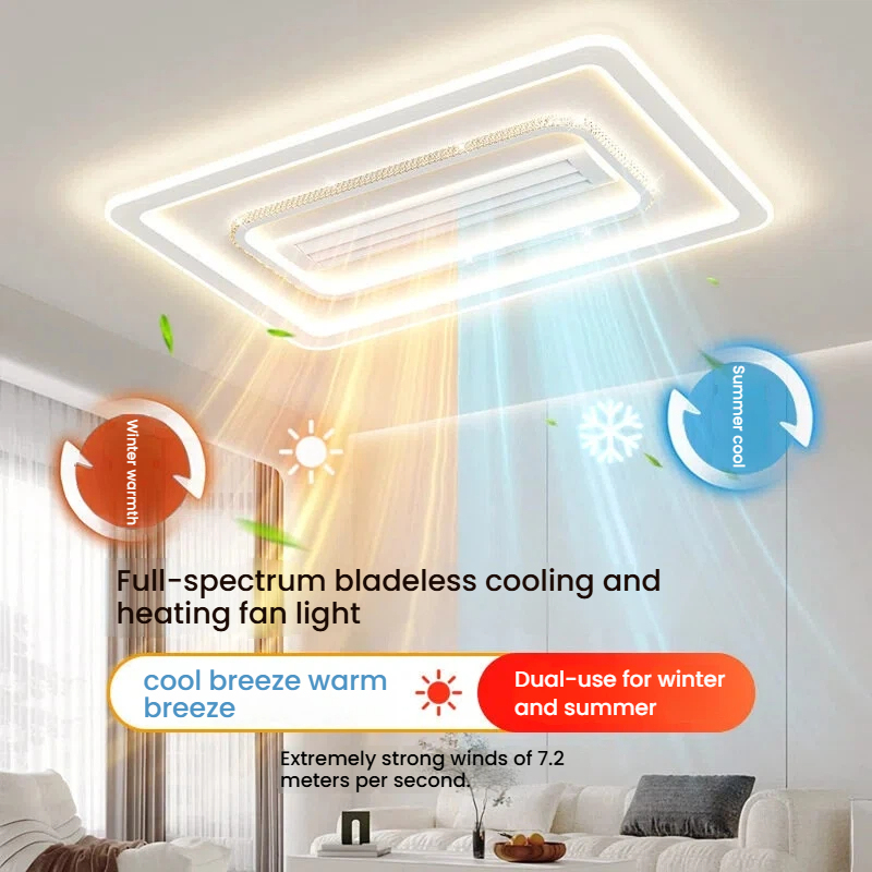 0-Blade Full Spectrum LED Dual Use Fan Lamp Remote Control High CRI 97 Quiet Operation Minimalist Design Home Office Ceiling