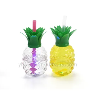 Personalized creative novelty 500ml Cheap Custom plastic fruit pineapple mug with straw