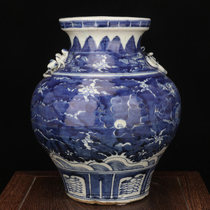 Vaso in ceramica blu e bianco drago e fenice vaso Jingdezhen personalizzato per fiori e piante dipinto a mano dall'artista - Product Image 4
