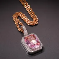 Kalung Liontin Perhiasan Hiphop Wanita Batu Ruby Desainer Berlapis Emas 18K