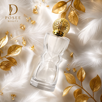 Flacon de parfum en verre transparent personnalisé Posee Beauty avec pulvérisateur à brume fine, capacité 100 ml, petit échantillon, fabriqué au Guangdong, à facettes