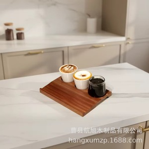 Bandeja de Café de Madera de Tres Vías, 200 mm, Bandeja de Servicio de Madera Maciza para Restaurante - Product Image 5