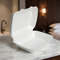Robuuste, biologisch afbreekbare, enkelvoudige clamshell voedselverpakking van suikerrietbagasse voor afhaalmaaltijden