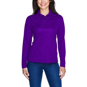 Vente en gros de chemises pour femmes à manches longues avec logo personnalisé, couleur unie blanche, tricot décontracté 100% coton, manches longues, séchage rapide - Product Image 2