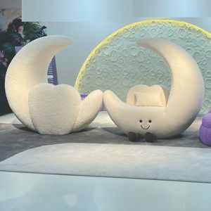 Cremefarbener Mond-Faulenzerstuhl, Luxuriöser Wohnzimmer-Balkon-Sessel, Einfaches Modernes Design, Freizeit-Einzelsessel - Product Image 5