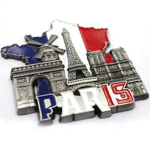 Fabricants d'autocollants personnalisés pour réfrigérateur en alliage de zinc France <span class=keywords><strong>Paris</strong></span> bâtiments touristiques aimant de réfrigérateur 3D - Product Image 4