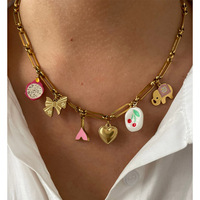 Designer 18K Goud Roestvrij Staal Pvd Verguld Veel Charmes Hart Fruitstrik Dier Schattige Hanger Ketting Ketting Sieraden Vrouwen
