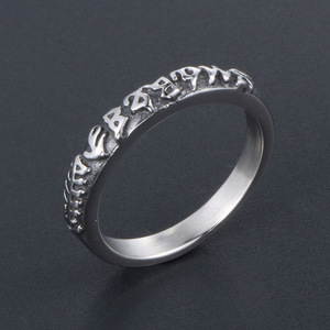 Vintage Women's <b>Ring</b> <b>Thin</b> Titanium Steel Letter Design Tibetan Style SA916 Gift Jewelry - Product Image 2