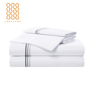 LONGSHOW grosir Hotel linen putih kustom katun mewah seprai hotel bordir - Product Image 1