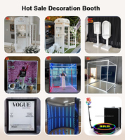Cabine photo personnalisée en argent pour intérieur, boîte photo magazine, cabine photo de fête, cabine photo Vogue avec enseigne au néon