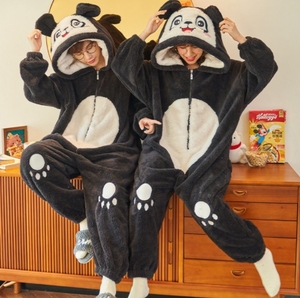 Amantes Pijamas Mujer invierno felpa Animal pijamas dibujos animados <span class=keywords><strong>dinosaurio</strong></span> nuevo grueso Coral terciopelo hombres hogar Animal onesies traje - Product Image 3