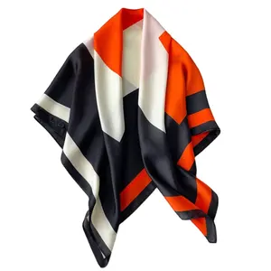 2023 New arrival Oblong Islamic Formal Polyester shawl Printed Courage ethnic style square satin scarf