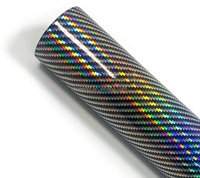 Autocollants en fibre de carbone arc-en-ciel laser, film vinyle brillant pour voiture, film de protection pour voiture, sans bulles, imperméable, autocollant de tuning pour voiture