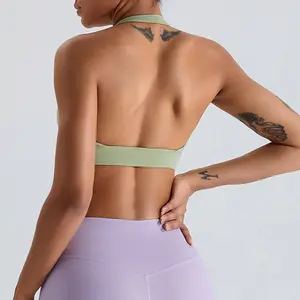 Nuovo Design S-XL imbottito filo libero Push Up per Yoga reggiseno traspirante Sexy senza schienale reggiseno da ginnastica da donna Top 2024