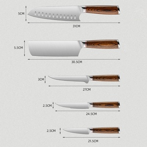 High Quality 9 Pieces Stainless Steel Wooden Handle Japanese <b>Knife</b> Butcher <b>Knife</b> Kitchen <b>Knives</b> Set - Product Image 6