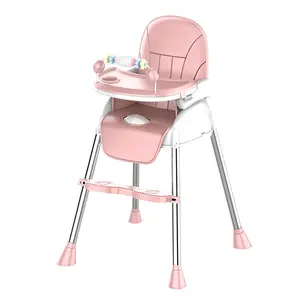 PU PP matériaux amovible PP alliage d'aluminium sécurité chaise haute pliable réglable pliable salle à manger alimentation bébé chaise