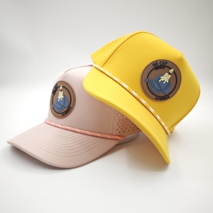 Gorra de béisbol/golf de 5 paneles de poliéster Dobby Dot de alta calidad, ajustable, con soporte para tee y cierre snapback para correr - Product Image 1