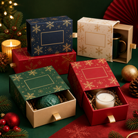 Adorno Navideño de Copo de Nieve Metálico para Exhibición, Caja de Regalo con Cajón para Taza y Vela, para Programa de Suministro de Embalaje Festivo Personalizado