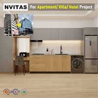 Meuble de cuisine à porte vitrée en kit avec panier de rangement pour petit appartement : gain de place et installation rapide