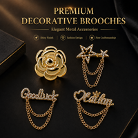 Broche en alliage de zinc plaqué or personnalisée Lianxu avec diamant et fleur de rose pour accessoires de mariage pour femmes et hommes