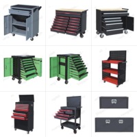 Chariot à outils roulant OEM à 7 tiroirs, établi de garage en fer robuste, armoire de rangement d'atelier personnalisée avec plateau latéral