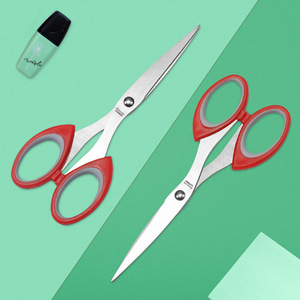 Office Scissors 158mm Stainless Steel Straight Blade <b>Red</b> Gray Handle For <b>Paper</b> Cutting Craft Home Office Use - Product Image 2
