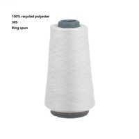 100% Recycled Polyester 30/32/40S Ring Spun Yarn Raw White Customize Count Knitting Weaving Sewing High Tenacity Super Soft