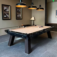 Tables de billard en verre trempé avec pieds en bois massif, tables de billard en acrylique transparent, complètes avec tous les accessoires, tailles 6 à 9 pieds